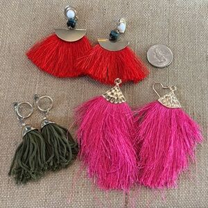 Lot of 3 Pairs of Assorted Colors Styles Dangling Tassels Earrings